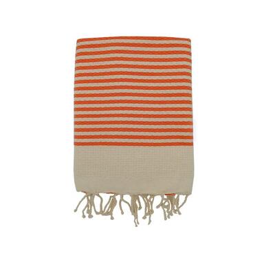 Traditionele wafelstructuur hammamhanddoek oranje 200x200 - yadara oranje xl