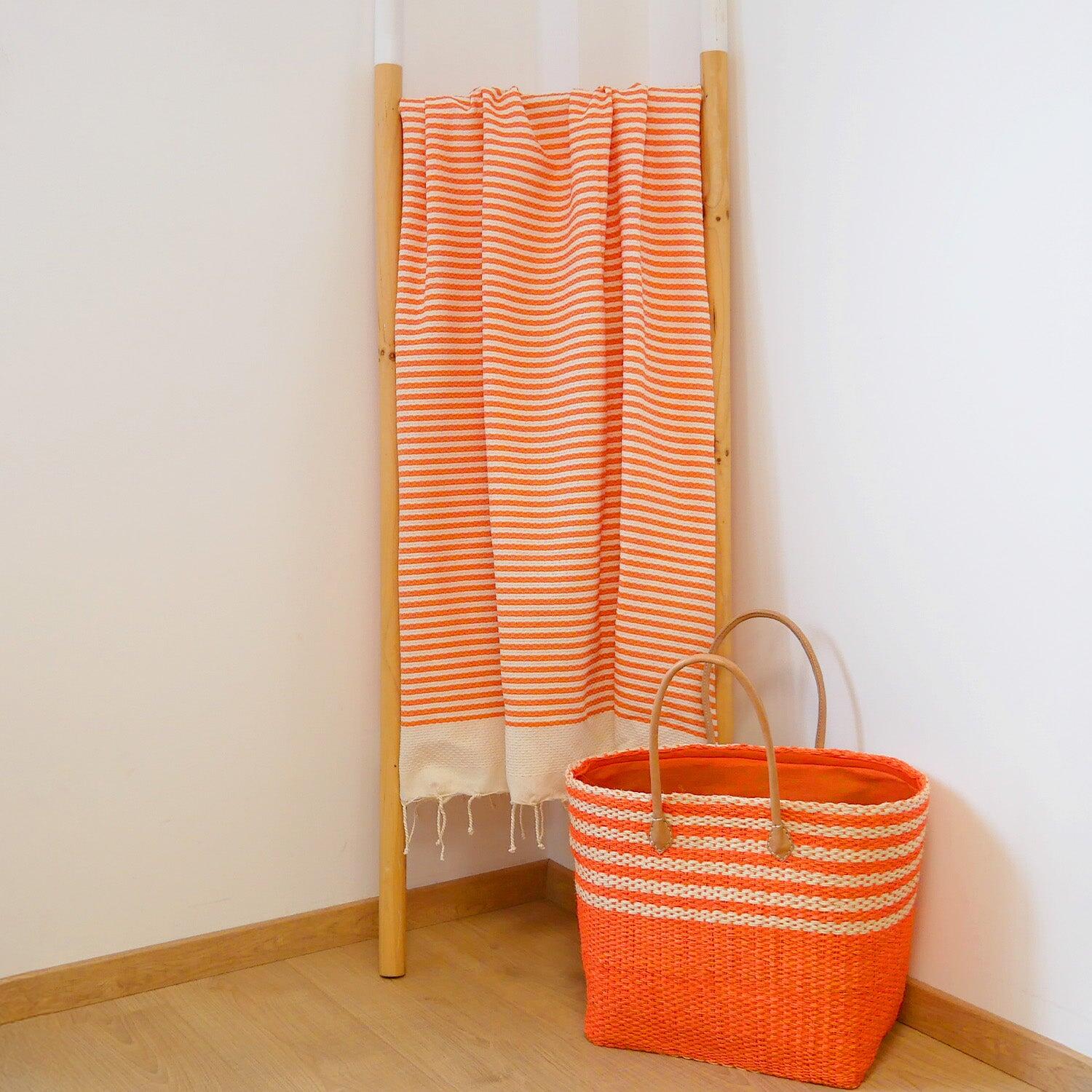 Fouta tradizionale a nido d'ape - Yadara XL Arancione - 200x200 cm  - 190 g/m² 2/3