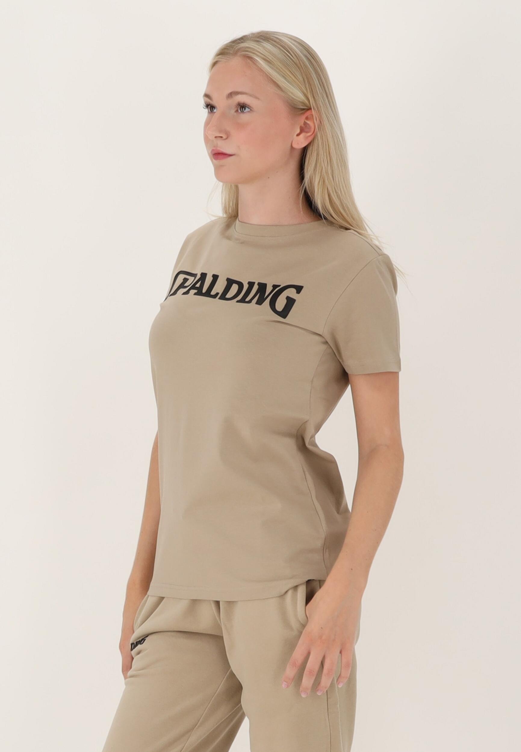 TEE-SHIRT LOGO FEMME DE BASKET beige-black Spalding 4/5