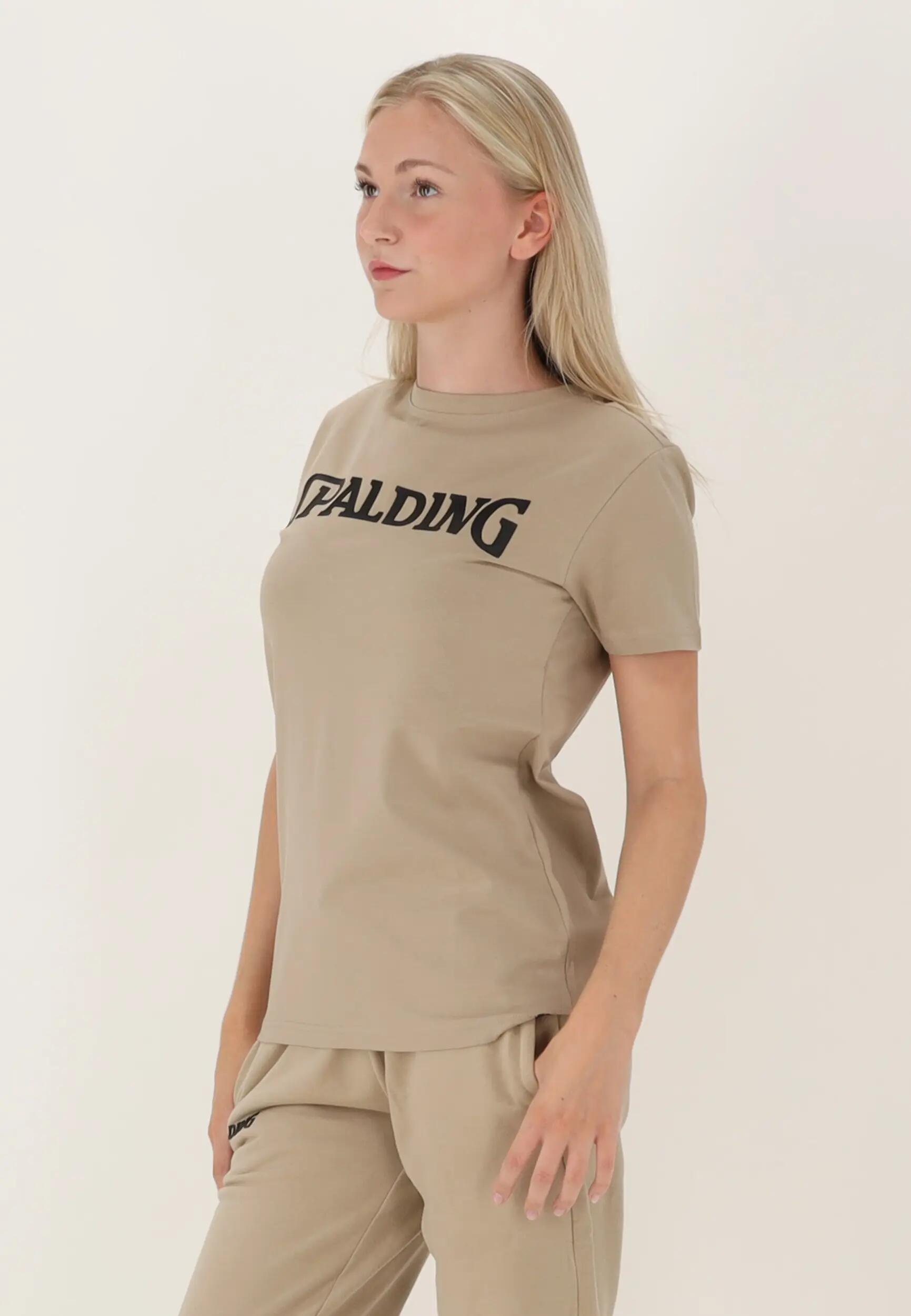 TEE-SHIRT LOGO FEMME DE BASKET beige-black Spalding 4/5