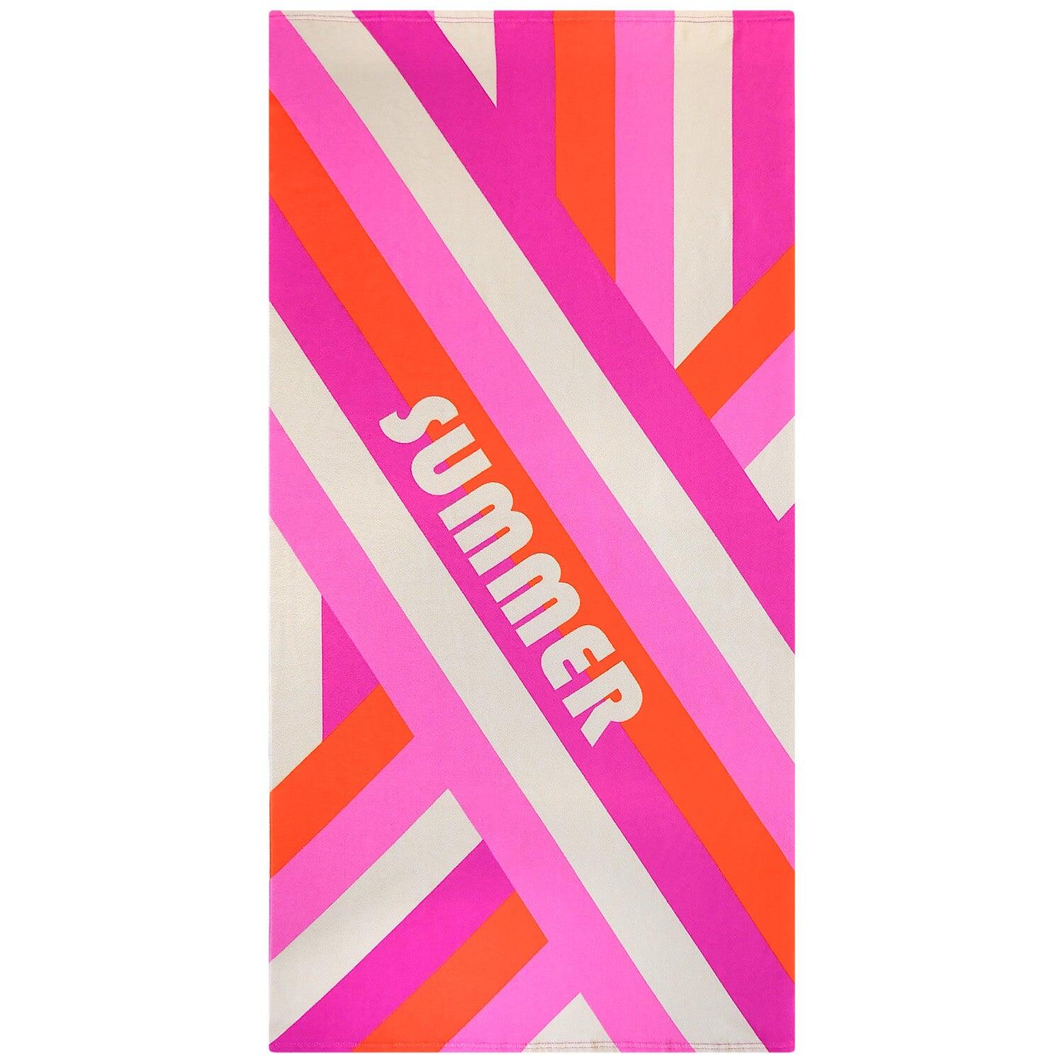 LE COMPTOIR DE LA PLAGE Strandlaken Microvezel Roze 75x150 220g/m² - Streep-Pop