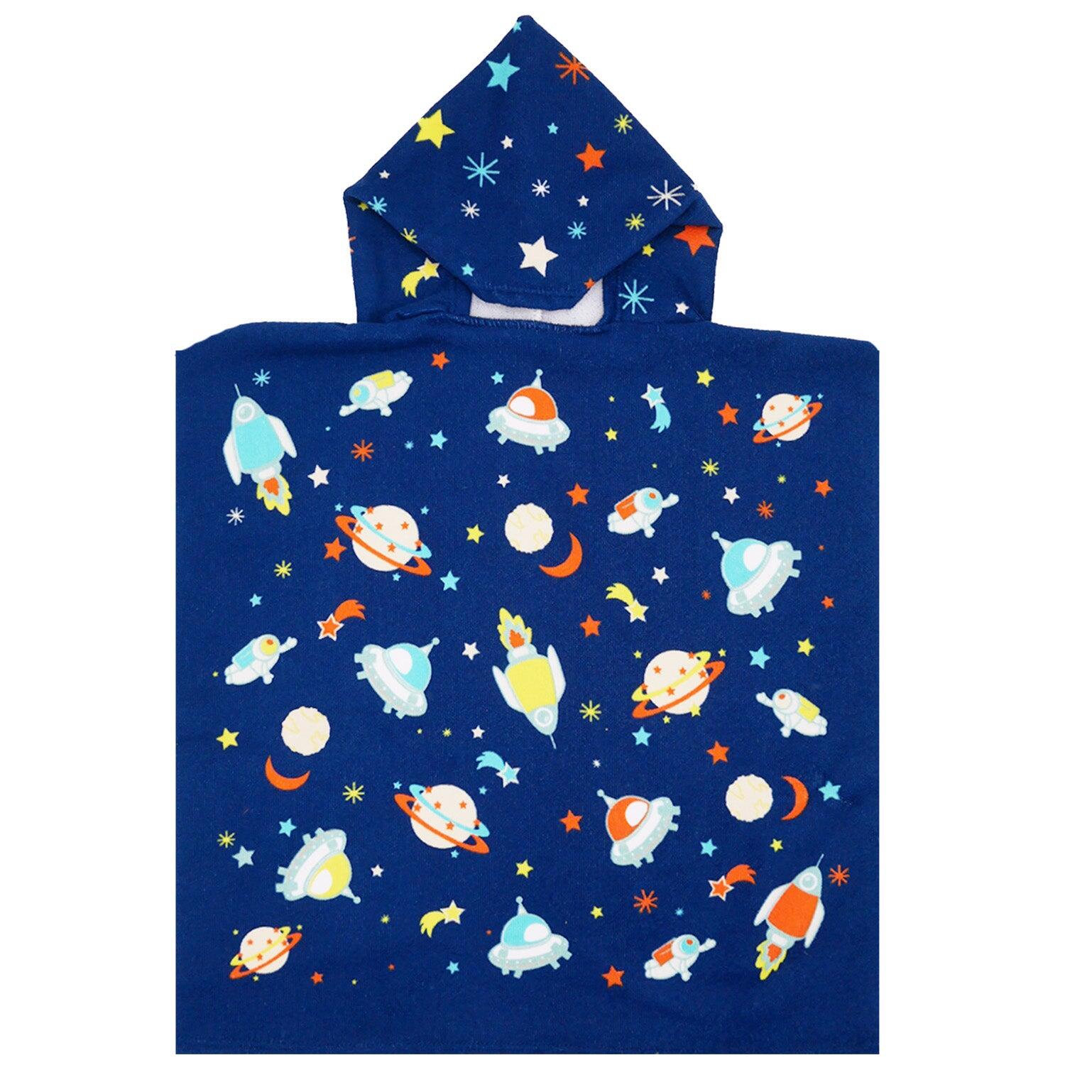 LE COMPTOIR DE LA PLAGE Poncho Infantil em Microfibra Azul 60x60 250g/m² - Poncho Galáxia