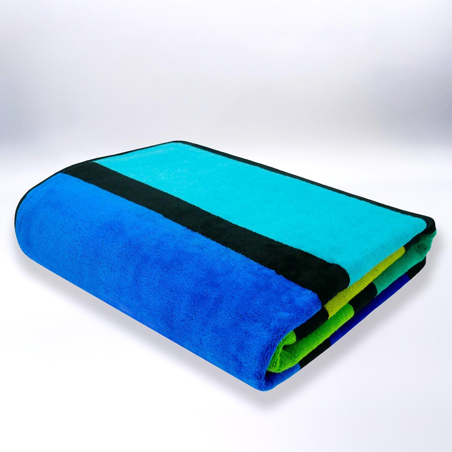 Serviette de plage XL éponge velours Jacquard Vert 140x180 - Happy Men XL 3/4