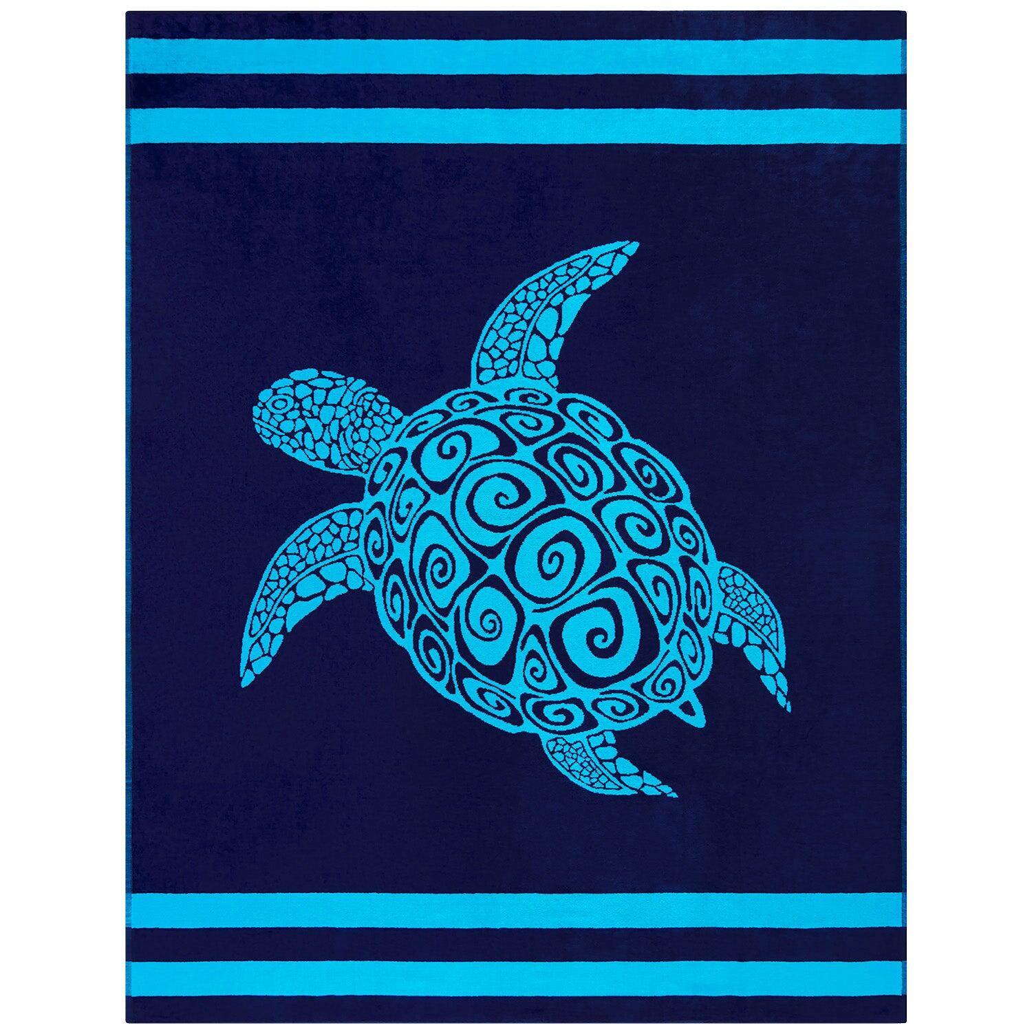 XL-strandlaken van velours jacquard blauw 140x180 400g/m² - Paxos 1/4