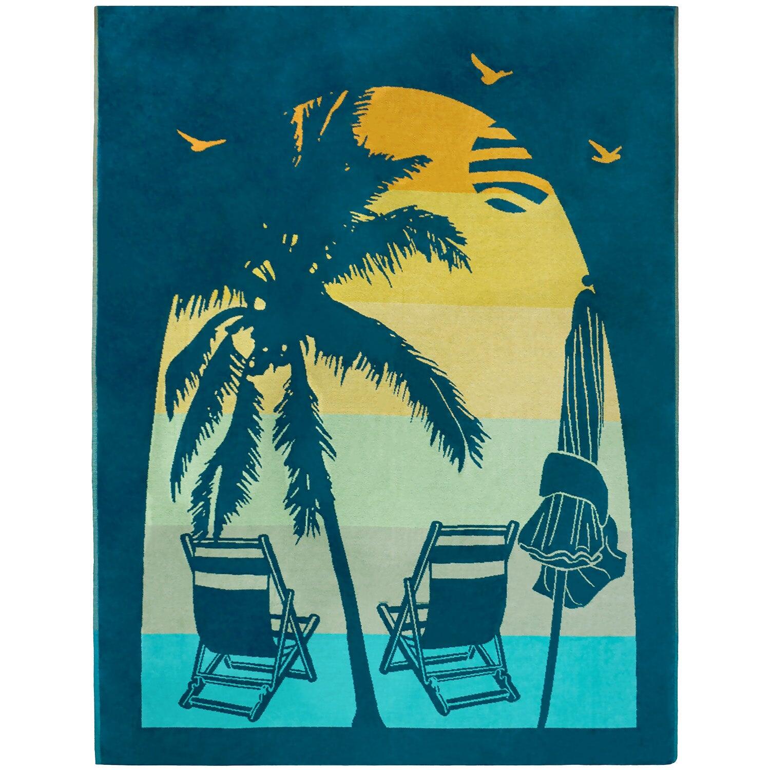 Telo Mare XL in spugna jacquard verde 140x180 400g/m² - Arche 1/4