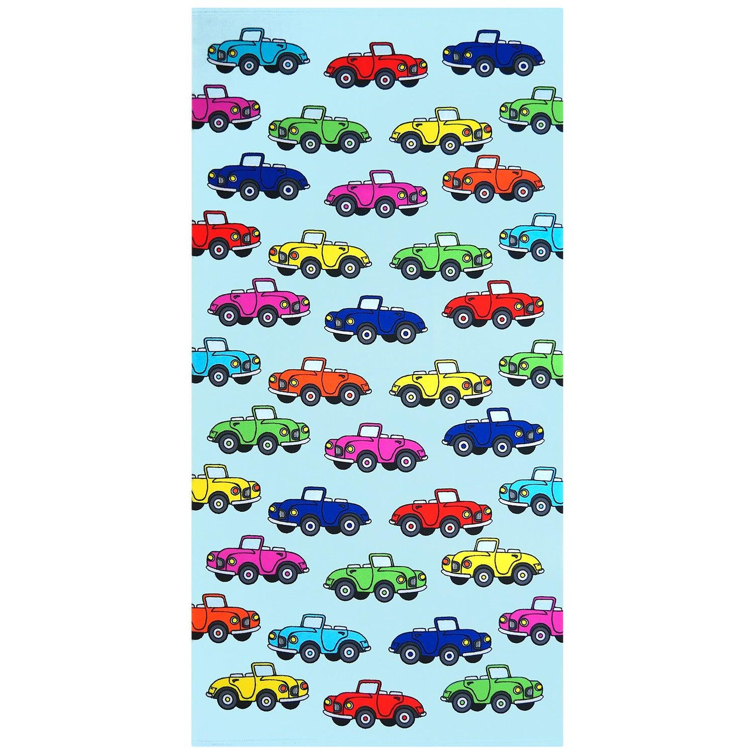 Toalha de praia infantil em microfibra multicolorida 70x140 250g/m² - carro