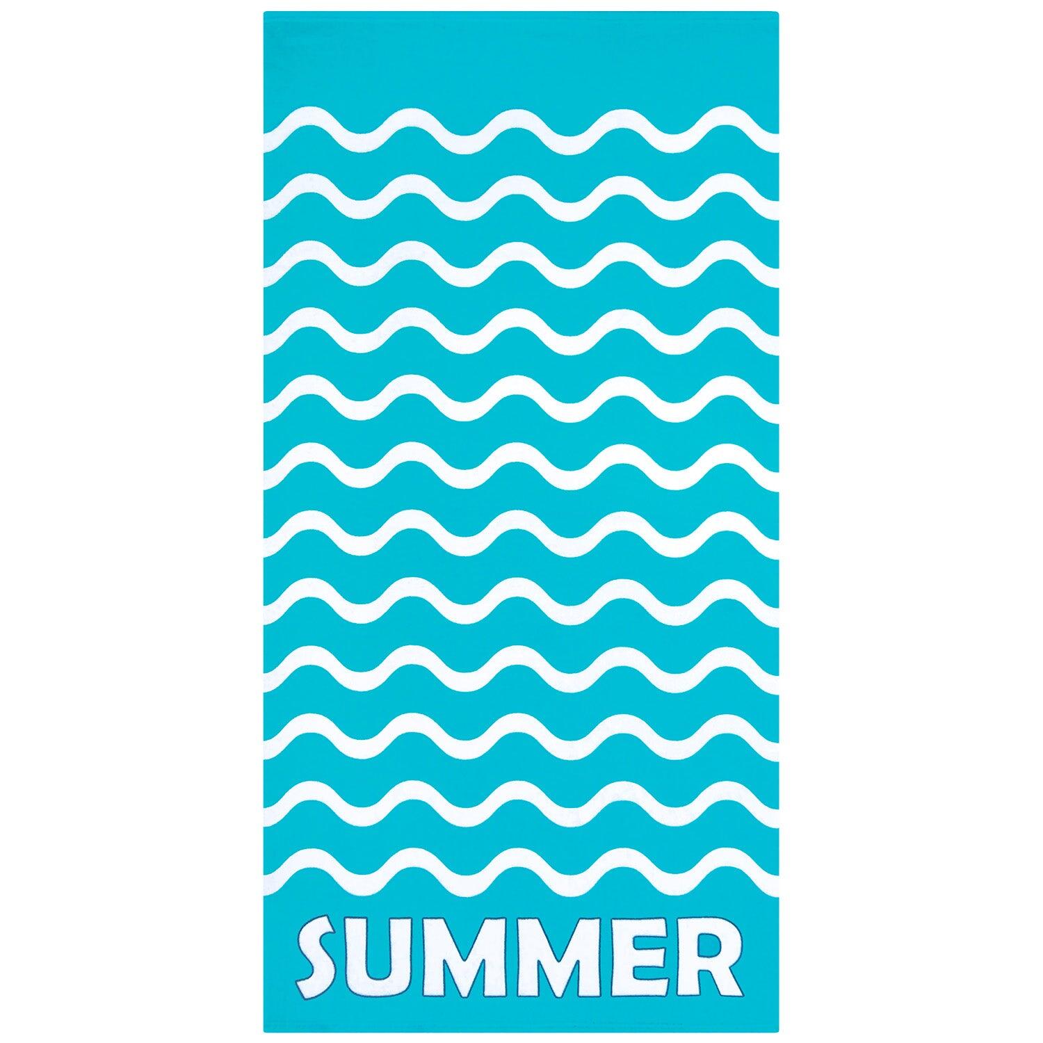 LE COMPTOIR DE LA PLAGE Strandlaken Microvezel Blauw 75x150 220g/m² - Vague-Pop