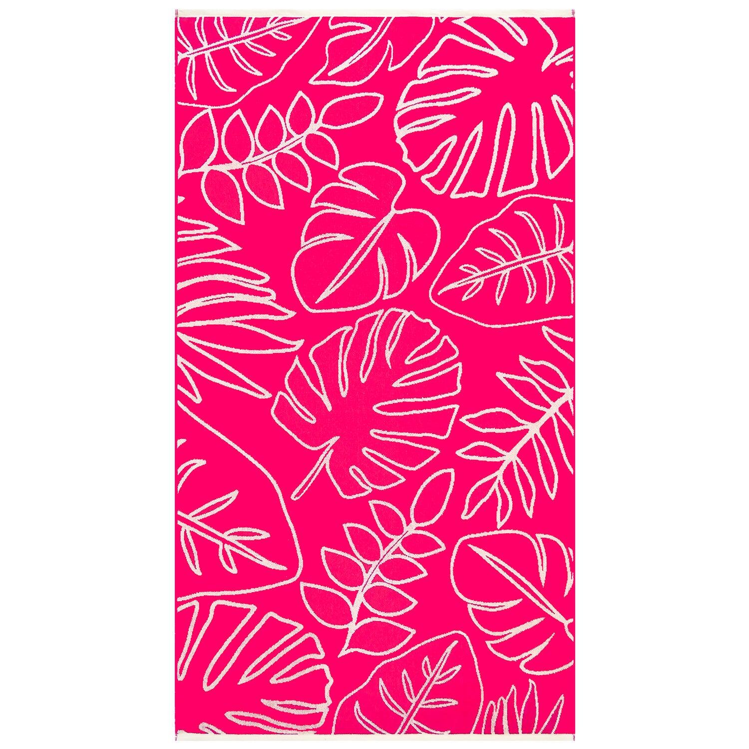 LE COMPTOIR DE LA PLAGE Strandlaken Badstof Velours Jacquard Roze 90x170 400g/m² - Colca