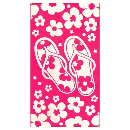 Serviette de plage éponge velours Jacquard - Myrtos - 90x170cm - 400g/m²