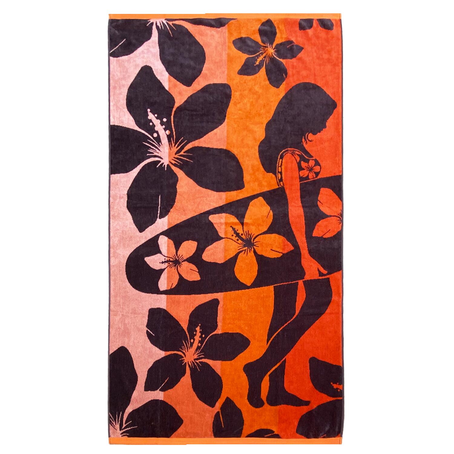 LE COMPTOIR DE LA PLAGE Strandlaken Badstof Velours Jacquard Oranje 90x170 400g/m² - Moody