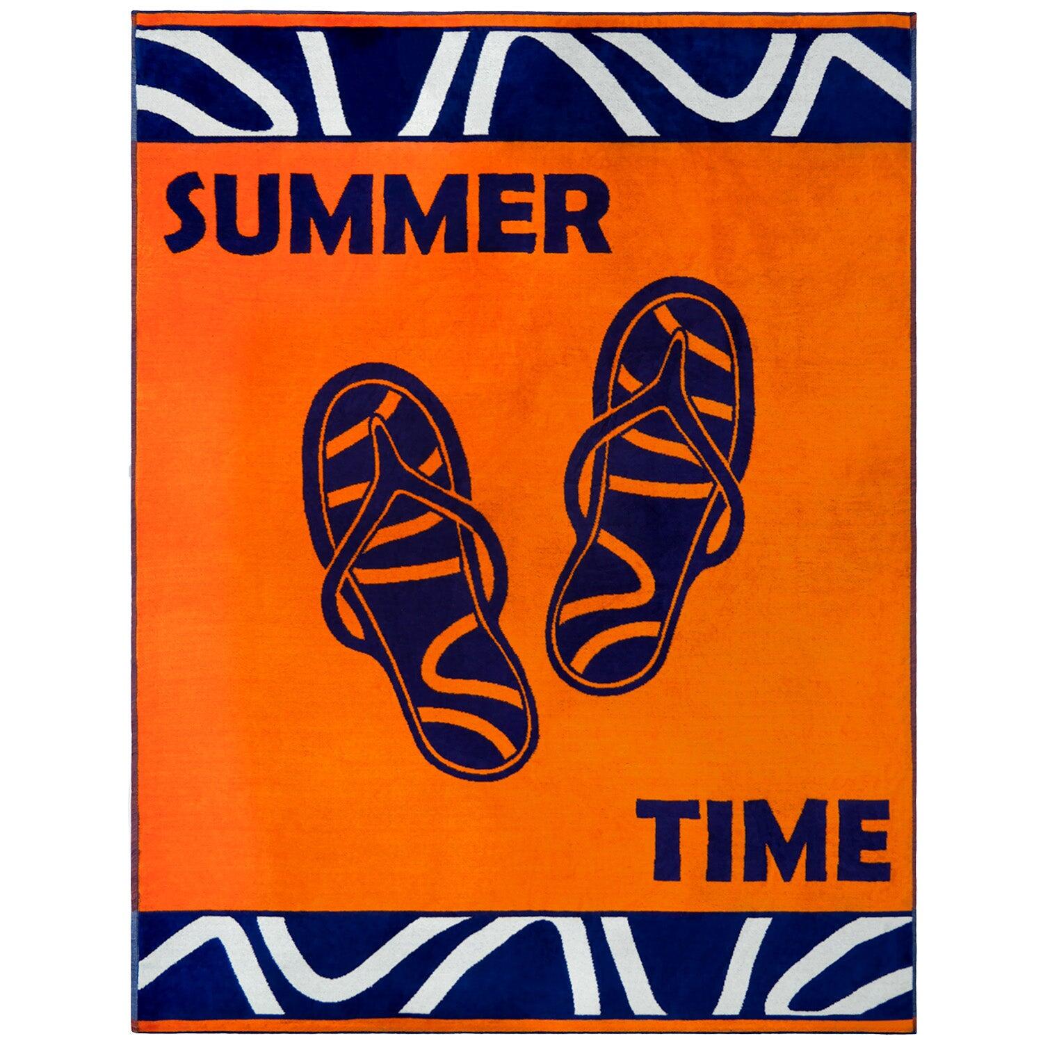 LE COMPTOIR DE LA PLAGE XL-strandlaken van velours jacquard oranje 140x180 400g/m² - Zamani
