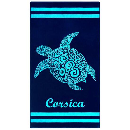 Telo Mare Spugna Velluto Jacquard Blu 90x170 400g/m² - Nonza