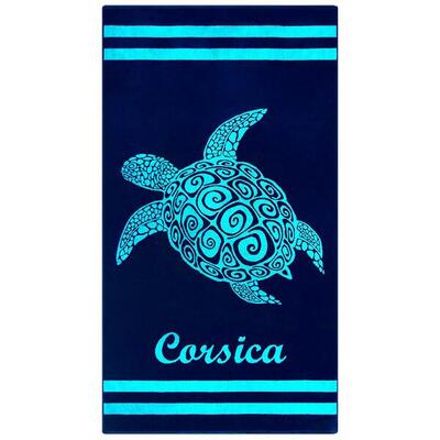 Strandtuch Frottee Velours Jacquard Blau 90x170 400g/m² - Nonza