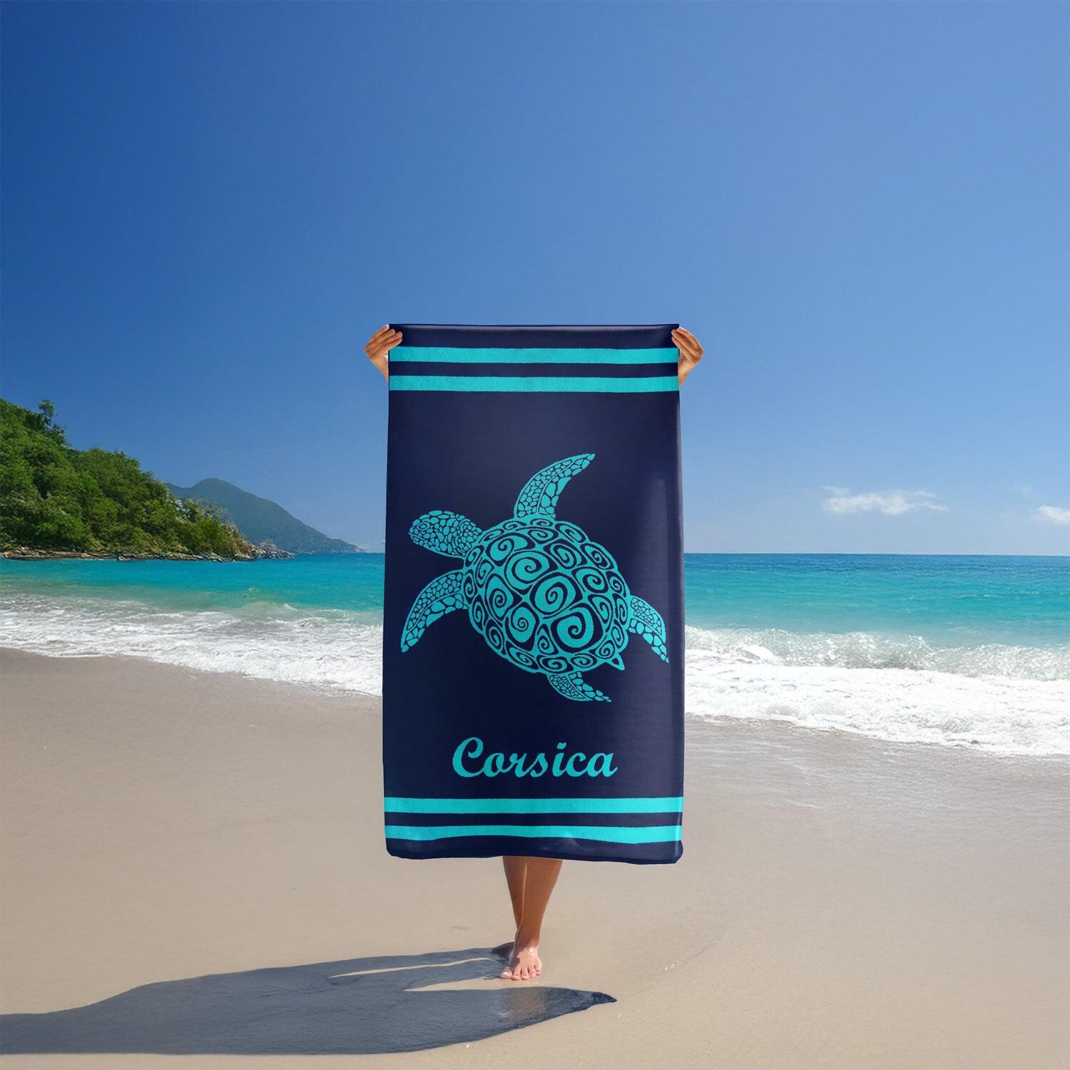 Serviette de plage éponge velours Jacquard - Nonza - 90x170cm - 400g/m² 2/4