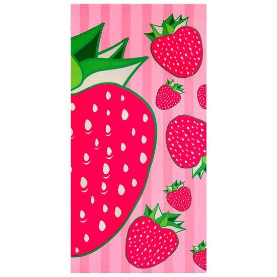 Microvezel strandlaken - Pop-Aardbei - 75x150cm - 220g/m²