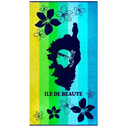Serviette de plage éponge velours Jacquard Multicolore 90x170 400g/m² - Ibisco