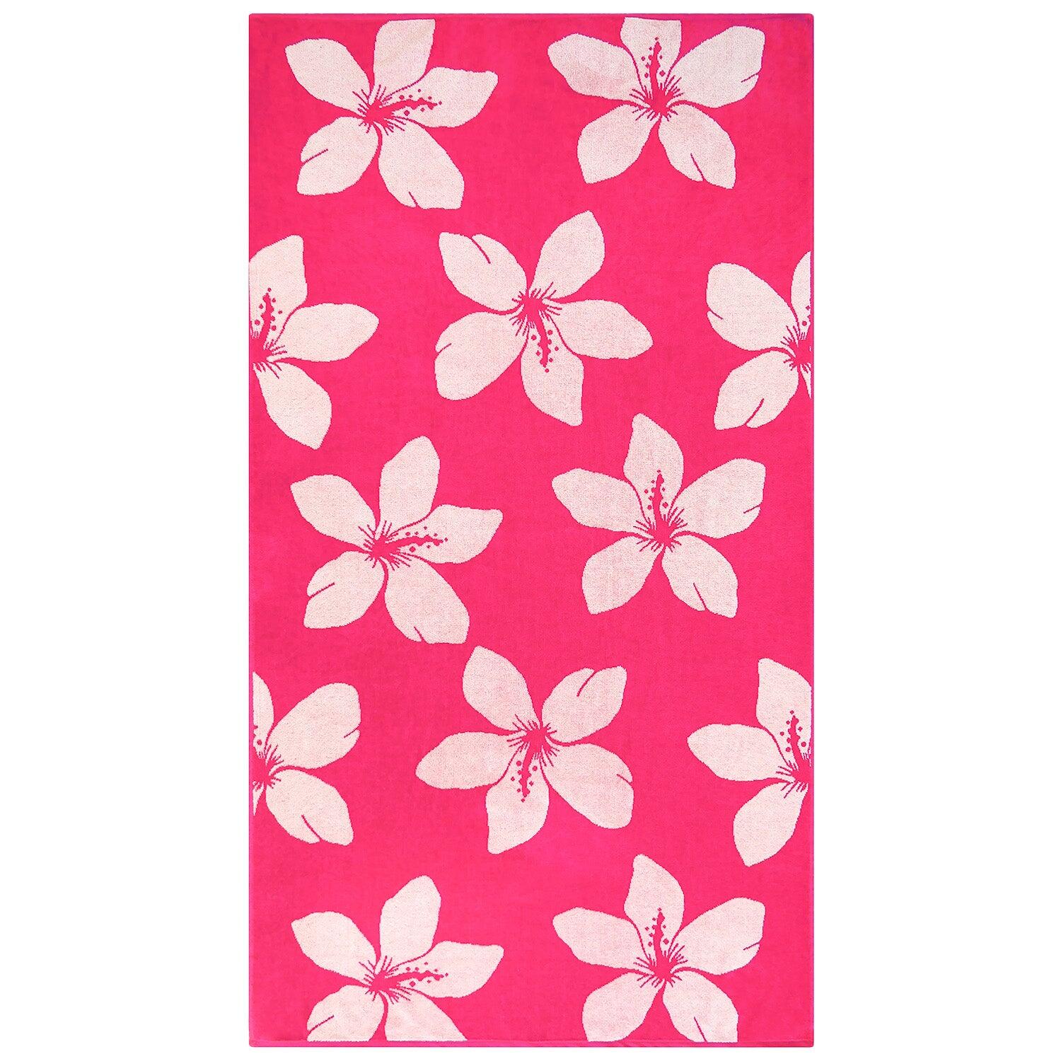 LE COMPTOIR DE LA PLAGE Toalha de Praia Felpa Veludo Jacquard Rosa 90x170 400g/m² - Flora