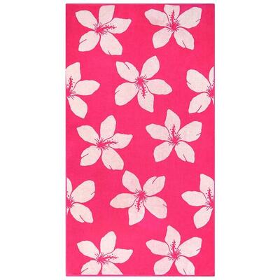 Telo Mare Spugna Velluto Jacquard Rosa 90x170 400g/m² - Flora