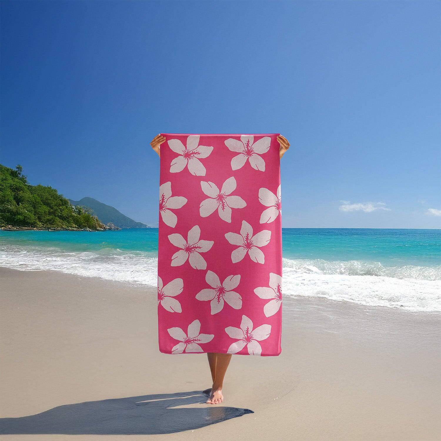 Serviette de plage éponge velours Jacquard - Flora - 90x170cm - 400g/m² 2/4