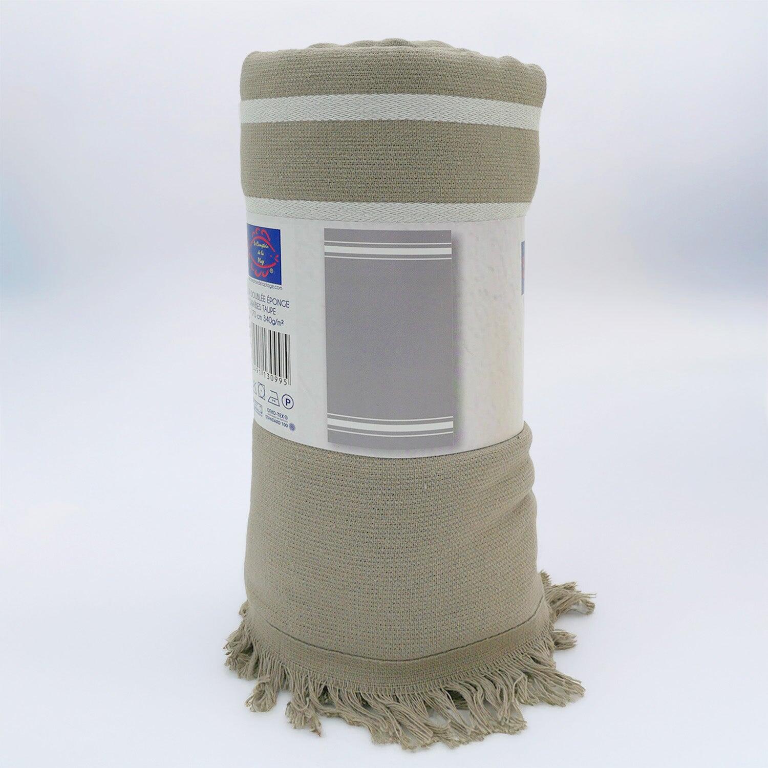 Fouta doublée éponge - Caraibes Taupe - 90x170cm - 340g/m² 2/4