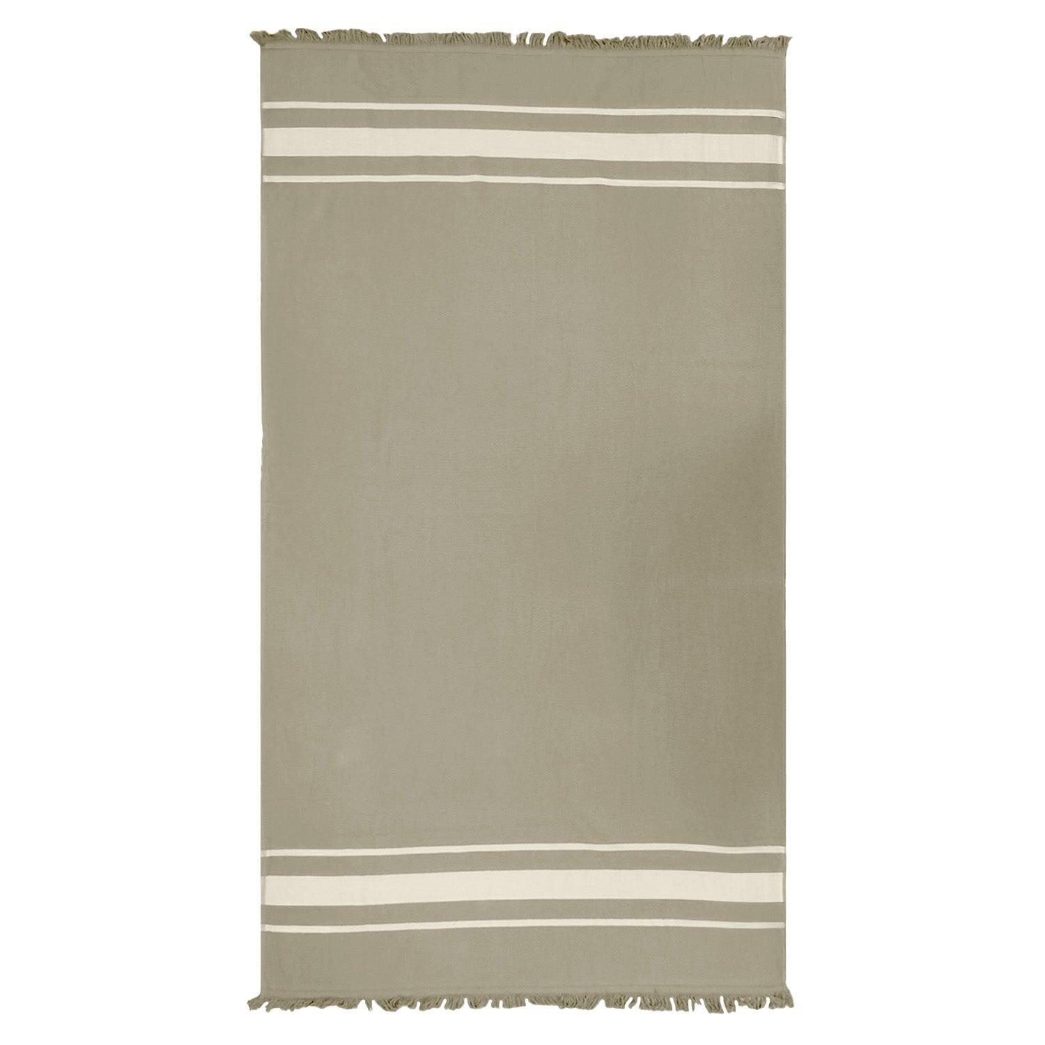 Fouta doublée éponge - Caraibes Taupe - 90x170cm - 340g/m² 3/4