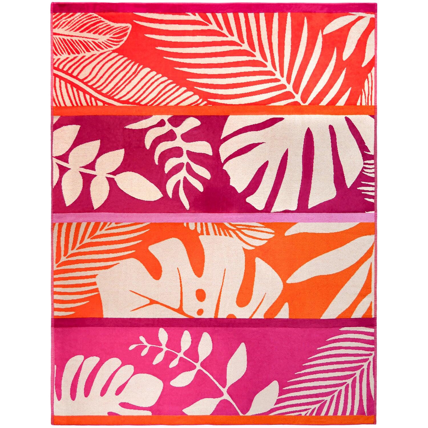 LE COMPTOIR DE LA PLAGE XL-strandlaken van velours jacquard roze 140x180 400g/m² - Carlina