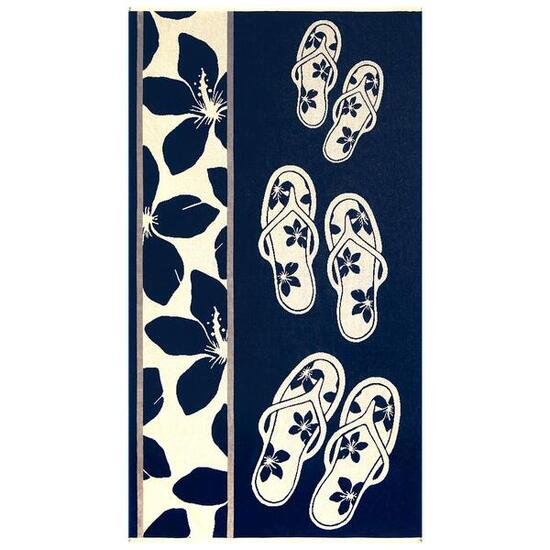 Telo da spiaggia Jacquard Vellutato Blu 90x170 400g/m² - Tama