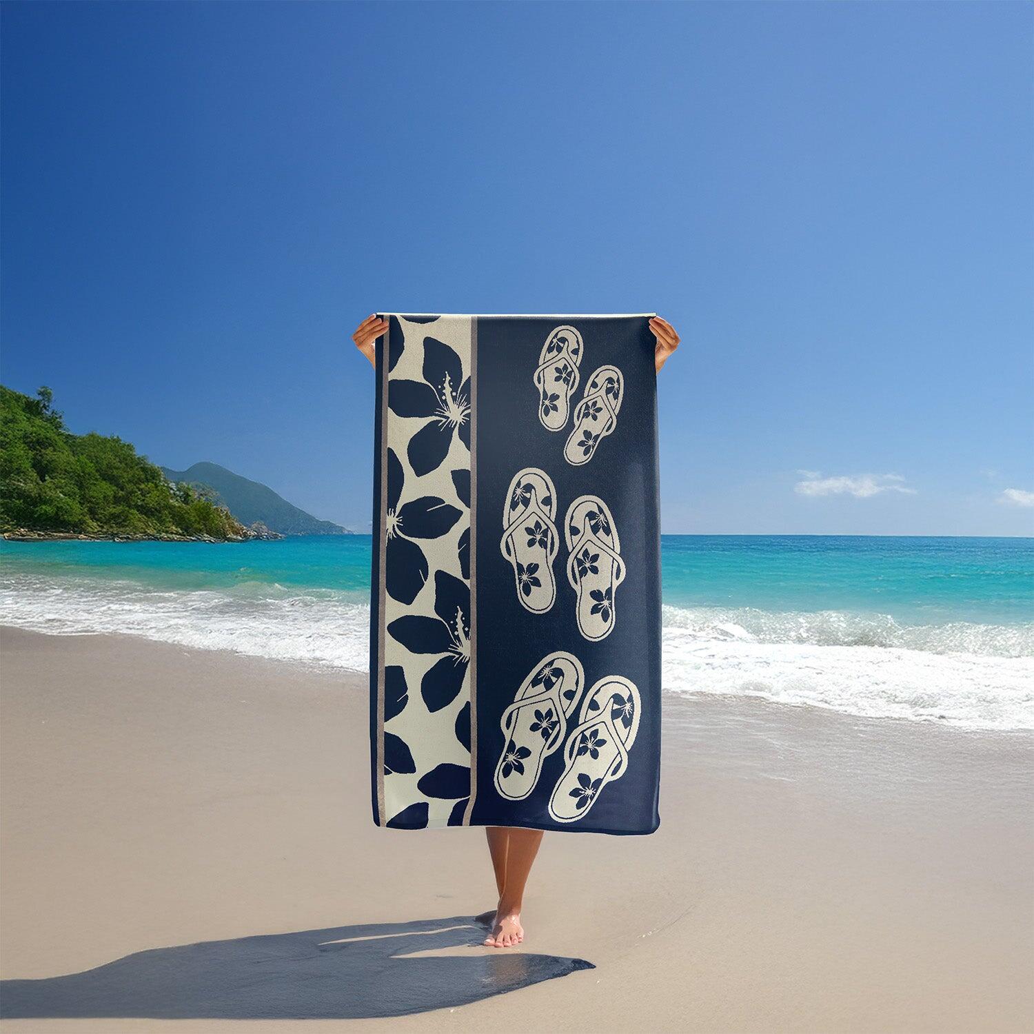 Serviette de plage éponge velours Jacquard - Tama - 90x170cm - 400g/m² 2/4