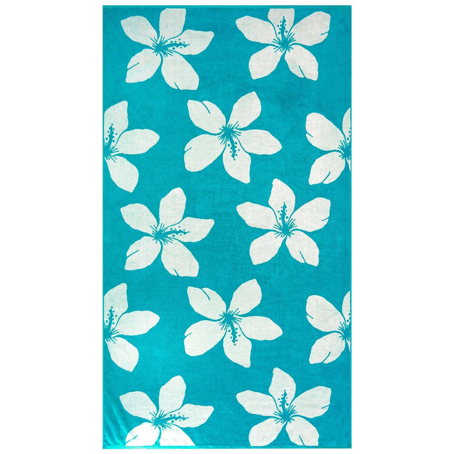LE COMPTOIR DE LA PLAGE Strandlaken Badstof Velours Jacquard Blauw 90x170 400g/m² - Caracol