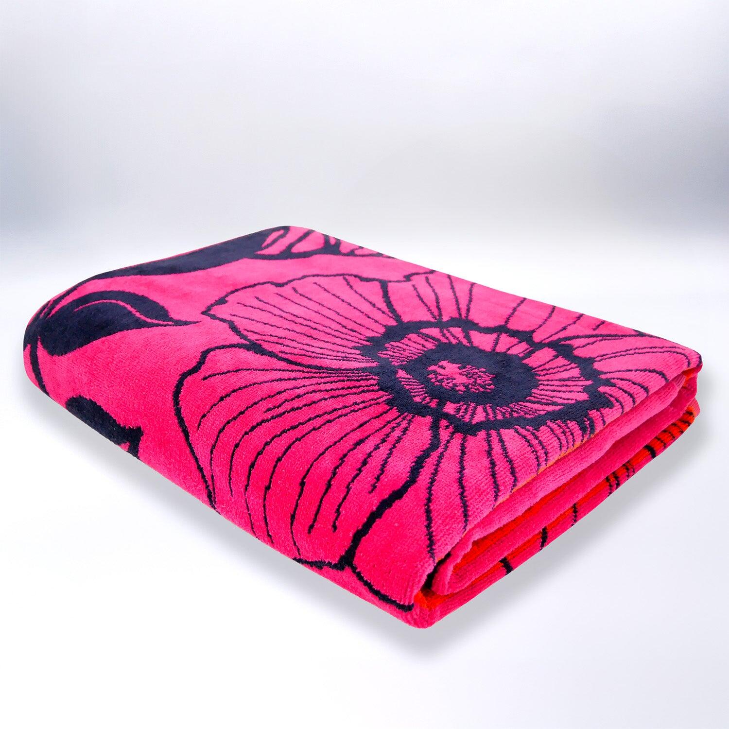 Serviette de plage XL éponge velours Jacquard Rose 140x180  - Tropical Forest 3/4