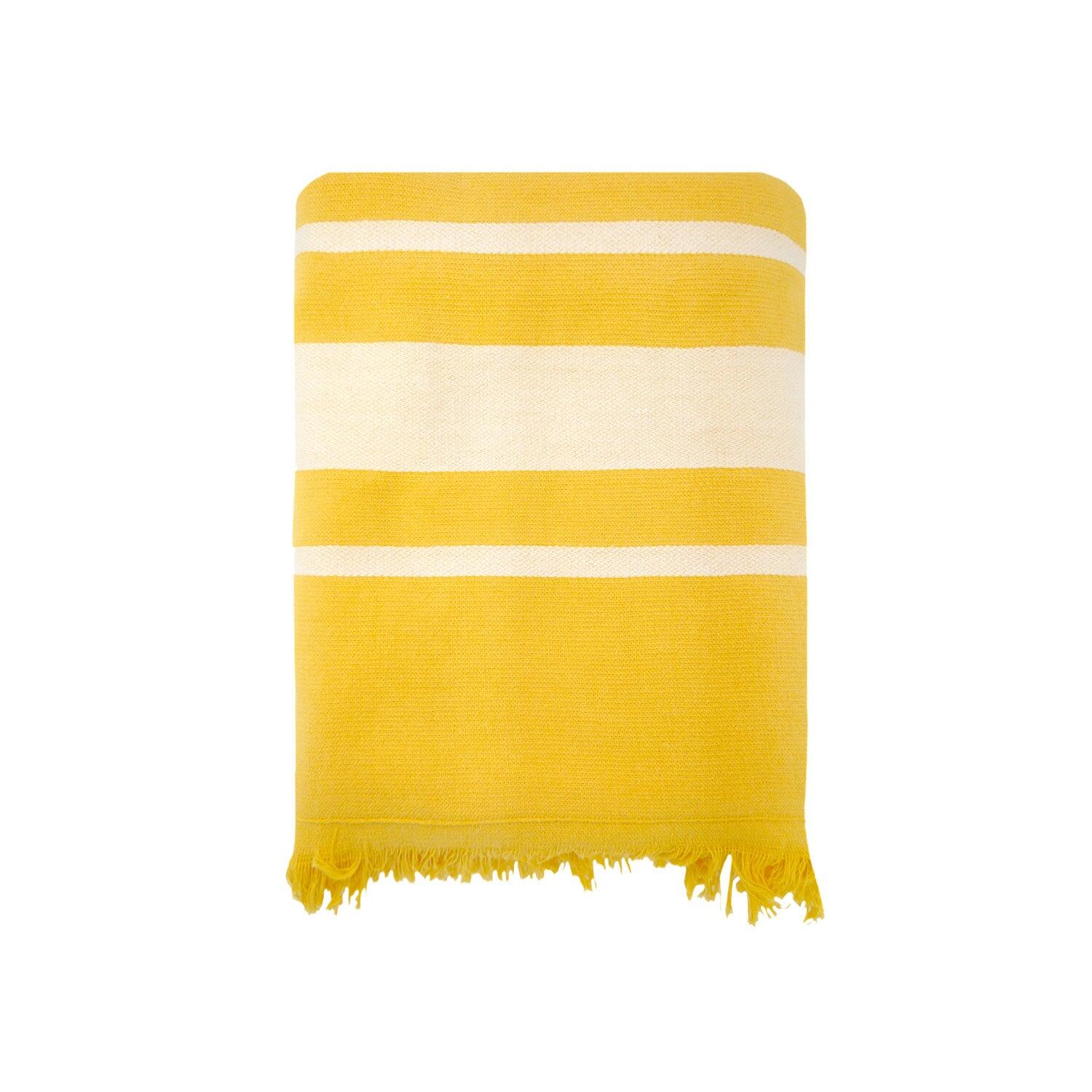 Le Comptoir De La Plage - Fouta Doublée Éponge Jaune 90x170 340g/m² - Caraibes Tournesol - Serviette - Jaune - 42 M/l - Decathlon