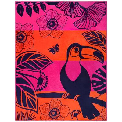 XL-Strandtuch aus Veloursfrottee Jacquard Rosa 140x180 400g/m² - Tropical Forest