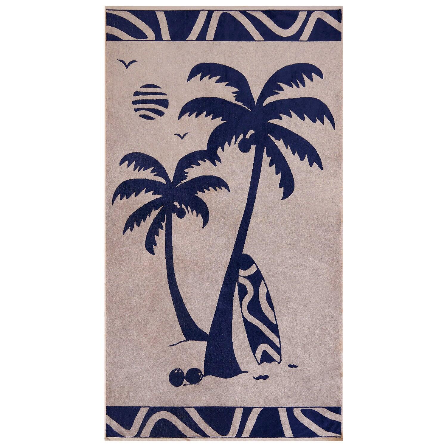 LE COMPTOIR DE LA PLAGE Strandlaken Badstof Velours Jacquard Beige 90x170 400g/m² - Likoma