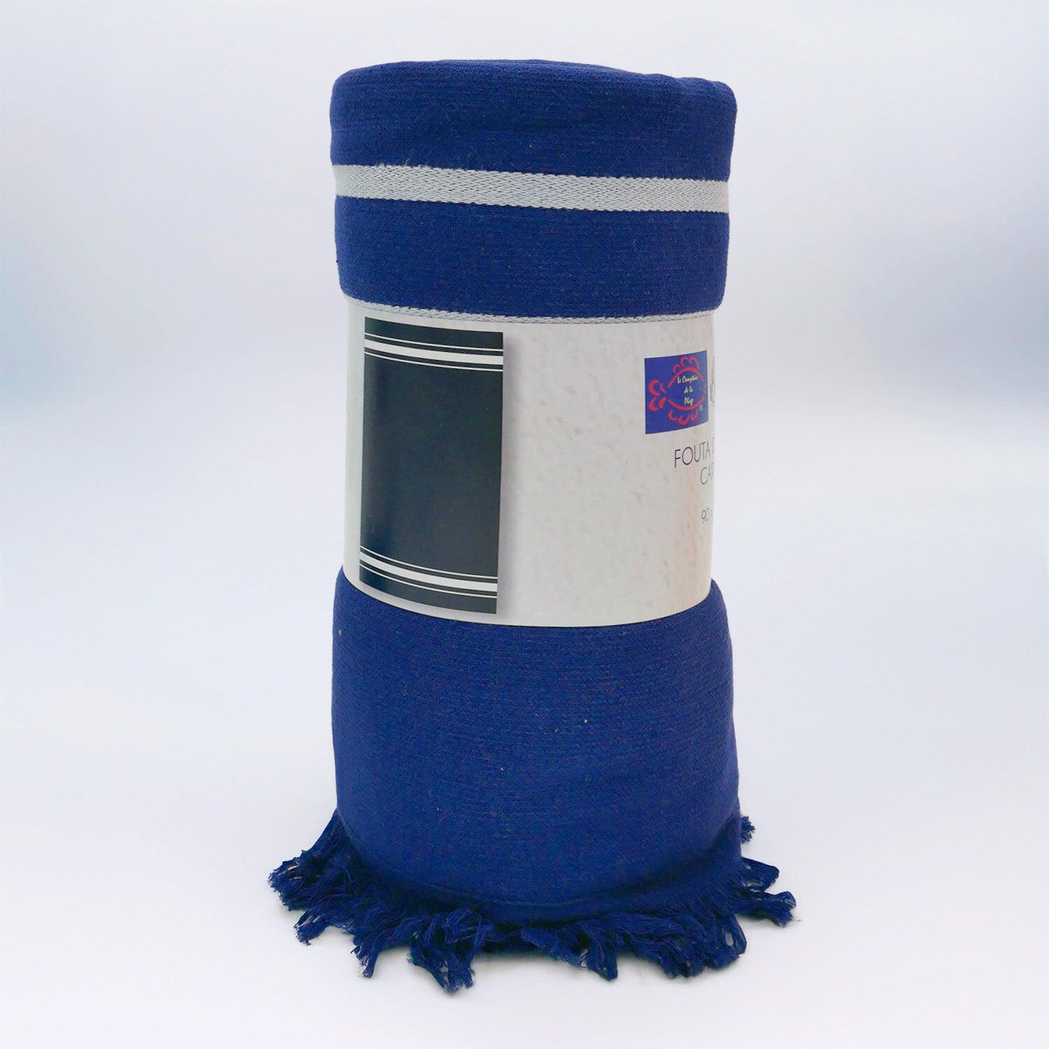 Fouta con doppio strato in spugna - Caraibi Blu navy - 90x170 cm - 340 g/m² 2/4
