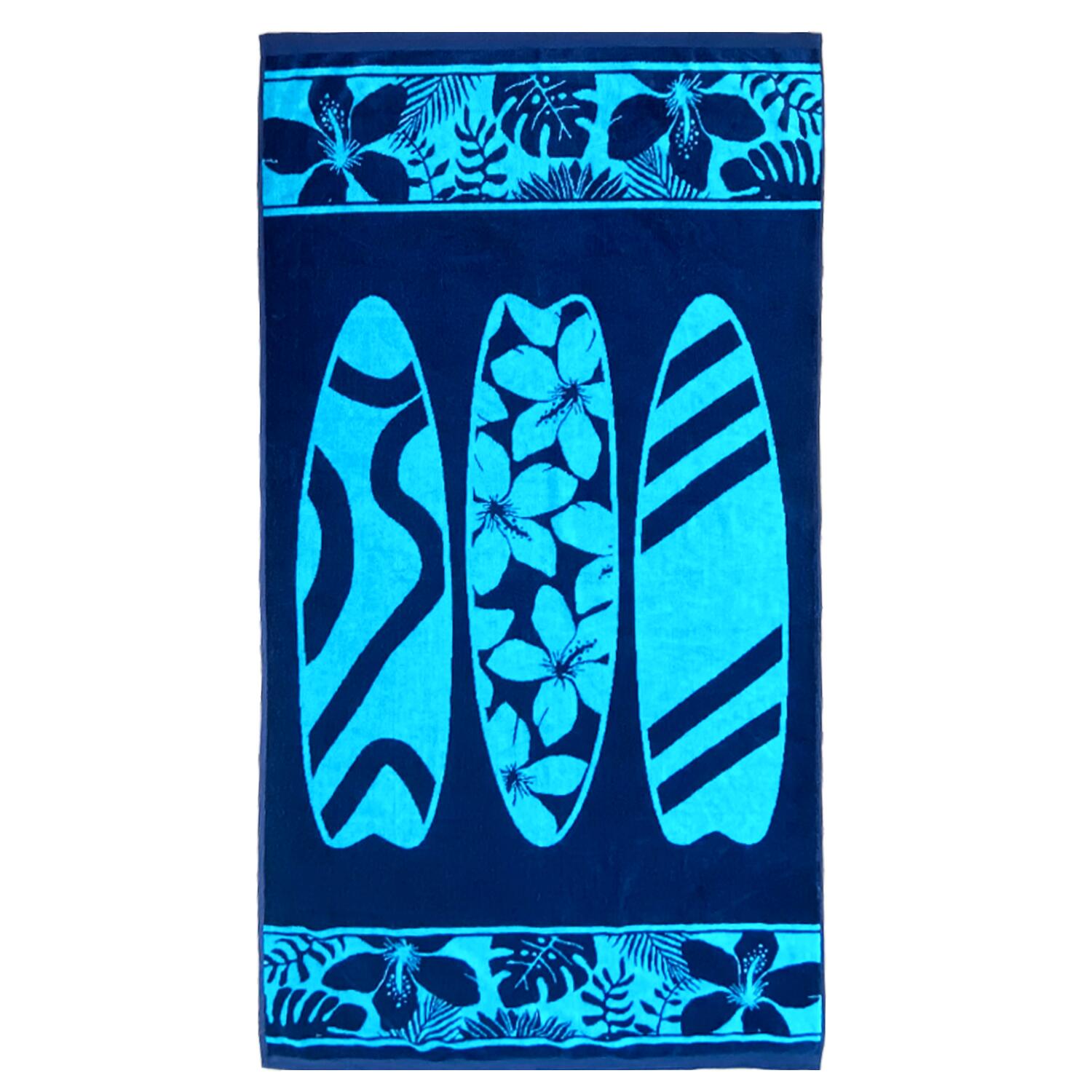 LE COMPTOIR DE LA PLAGE Toalha de Praia Felpa Veludo Jacquard Azul 90x170 400g/m² - Cayo