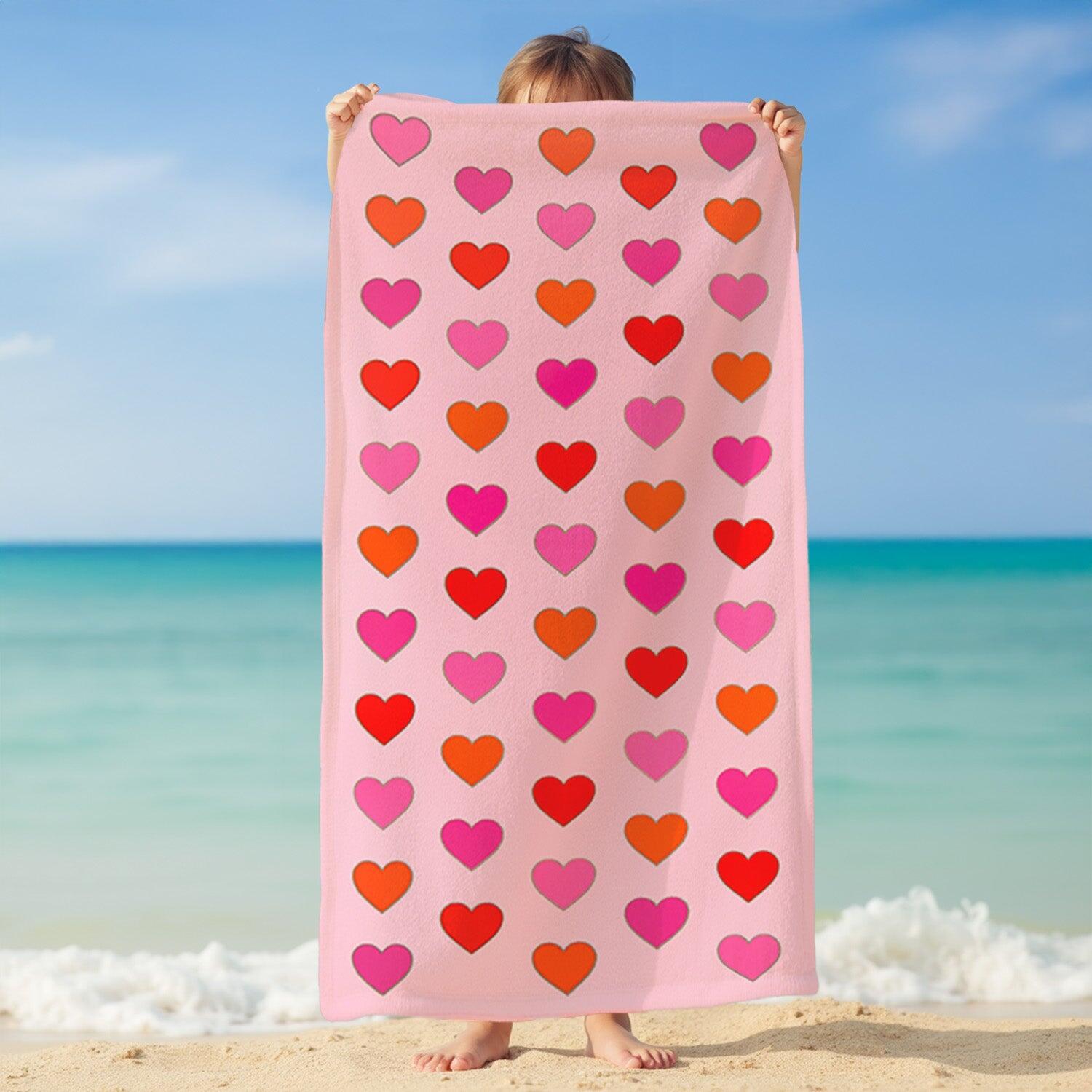 Serviette de plage microfibre enfant - Coeurs - 70x140cm - 250g/m² 2/4