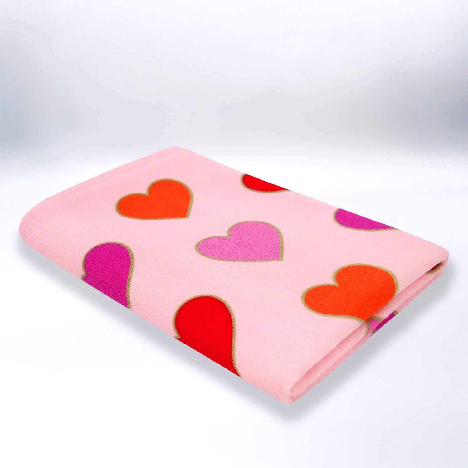 Serviette de plage microfibre enfant - Coeurs - 70x140cm - 250g/m² 3/4