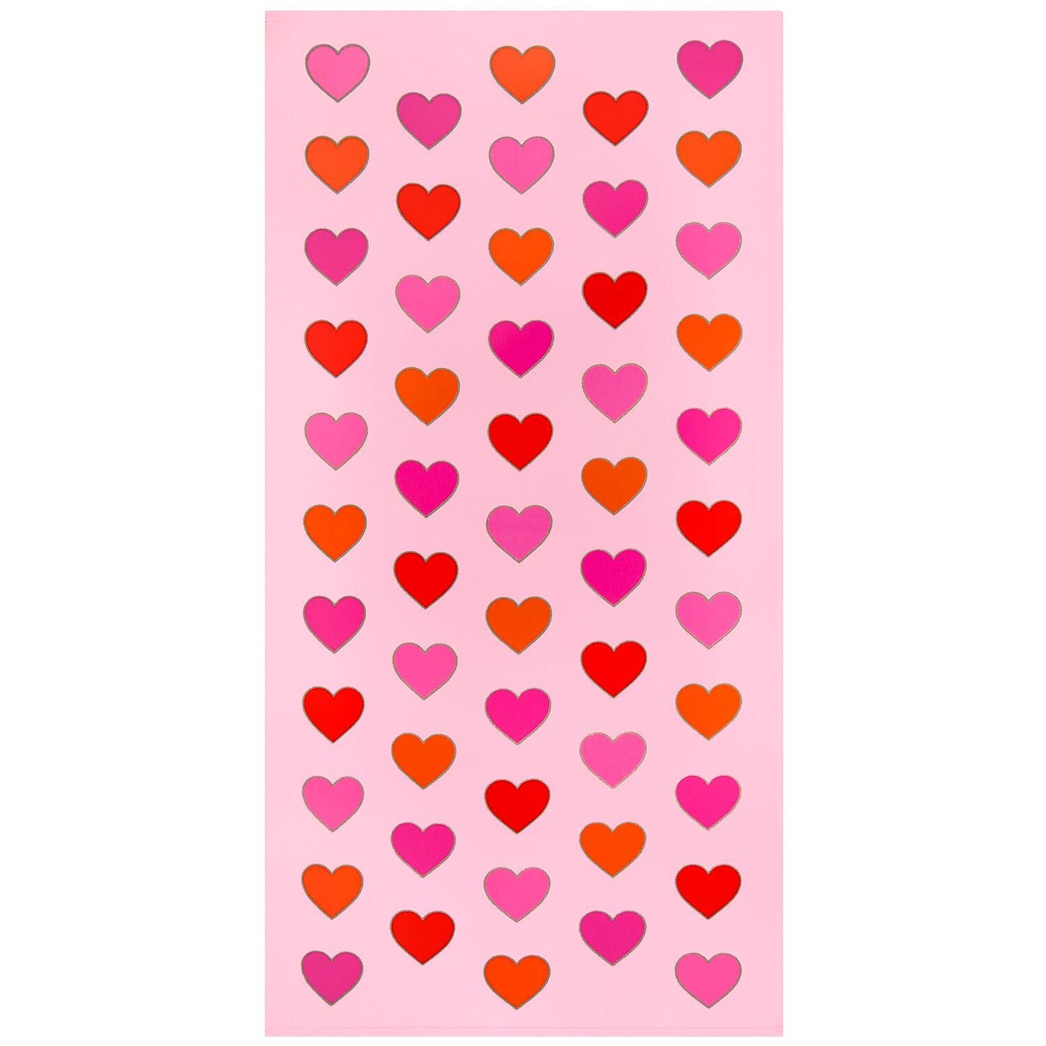 LE COMPTOIR DE LA PLAGE Kinder-Strandhanddoek Microvezel Roze 70x140 250g/m² - Harten