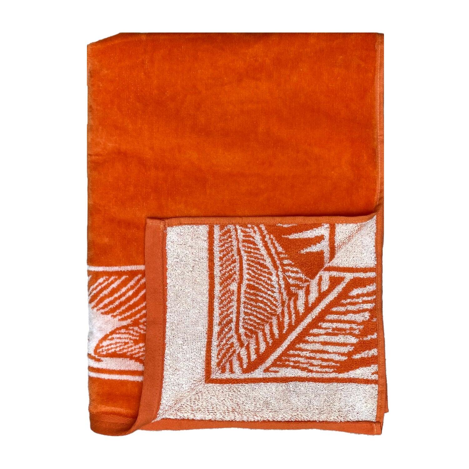 Strandlaken Badstof Velours Jacquard Oranje 90x170 400g/m² - Nossa 3/3