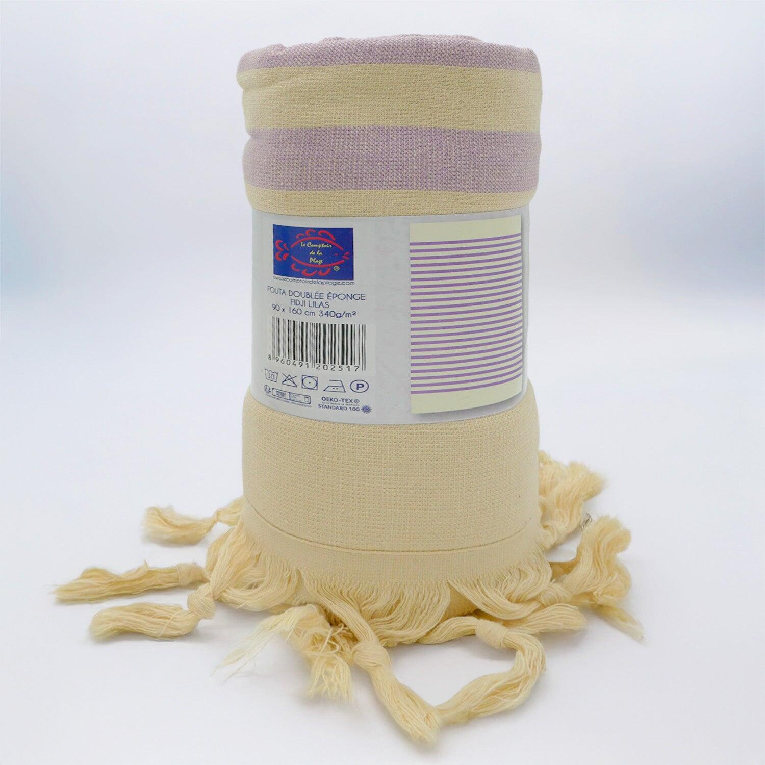 Fouta con forro de rizo - Fidji Lila - 90 x 160 cm - 340 g/m² 2/4
