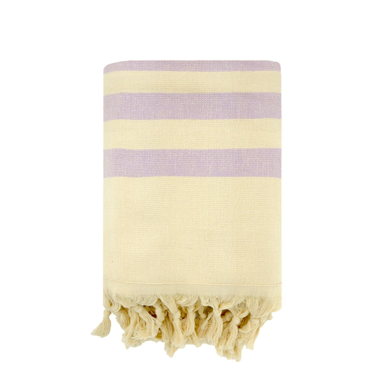LE COMPTOIR DE LA PLAGE Hammamhanddoek met badstofvoering Violet 90x160 340g/m² - Fidji Sering
