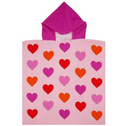 Poncho de bain microfibre - Coeurs - 60x60cm - 250g/m²
