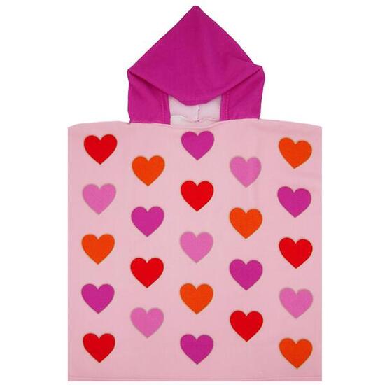 Poncho de bain microfibre - Coeurs - 60x60cm - 250g/m²