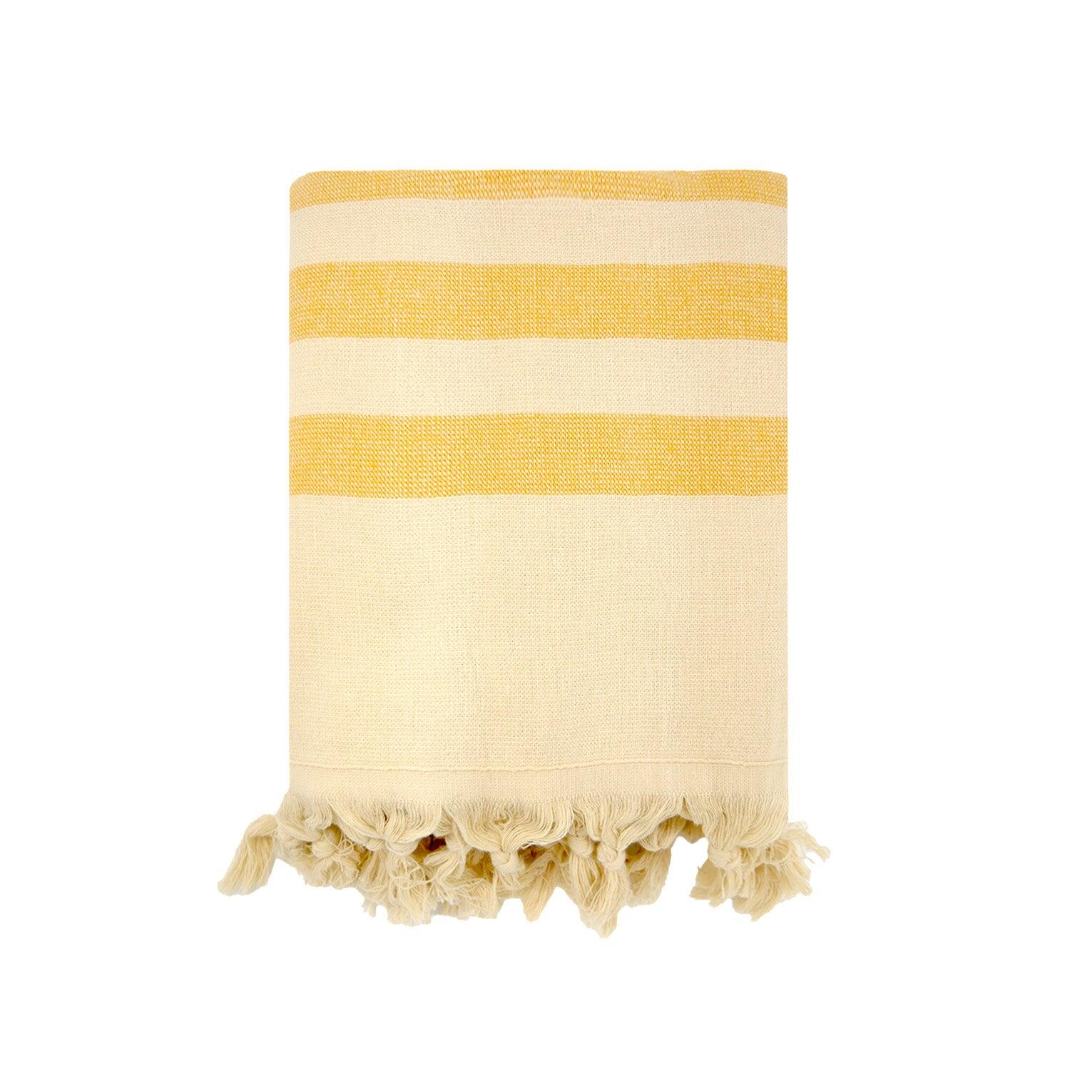 LE COMPTOIR DE LA PLAGE Hammamhanddoek met badstofvoering Geel 90x160 340g/m² - Fidji Zonnebloem