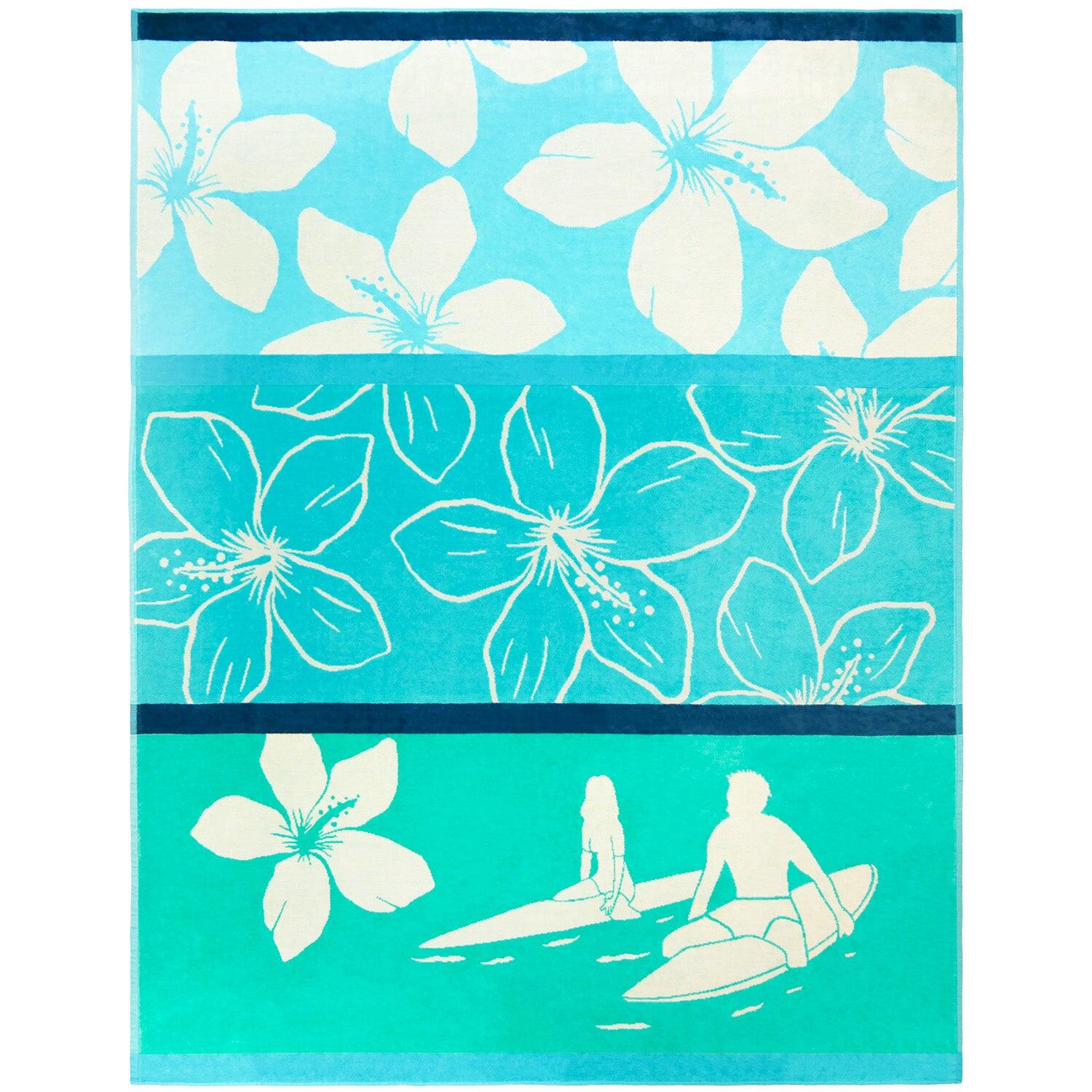 LE COMPTOIR DE LA PLAGE XL-strandlaken van velours jacquard blauw 140x180 400g/m² - Freestyle