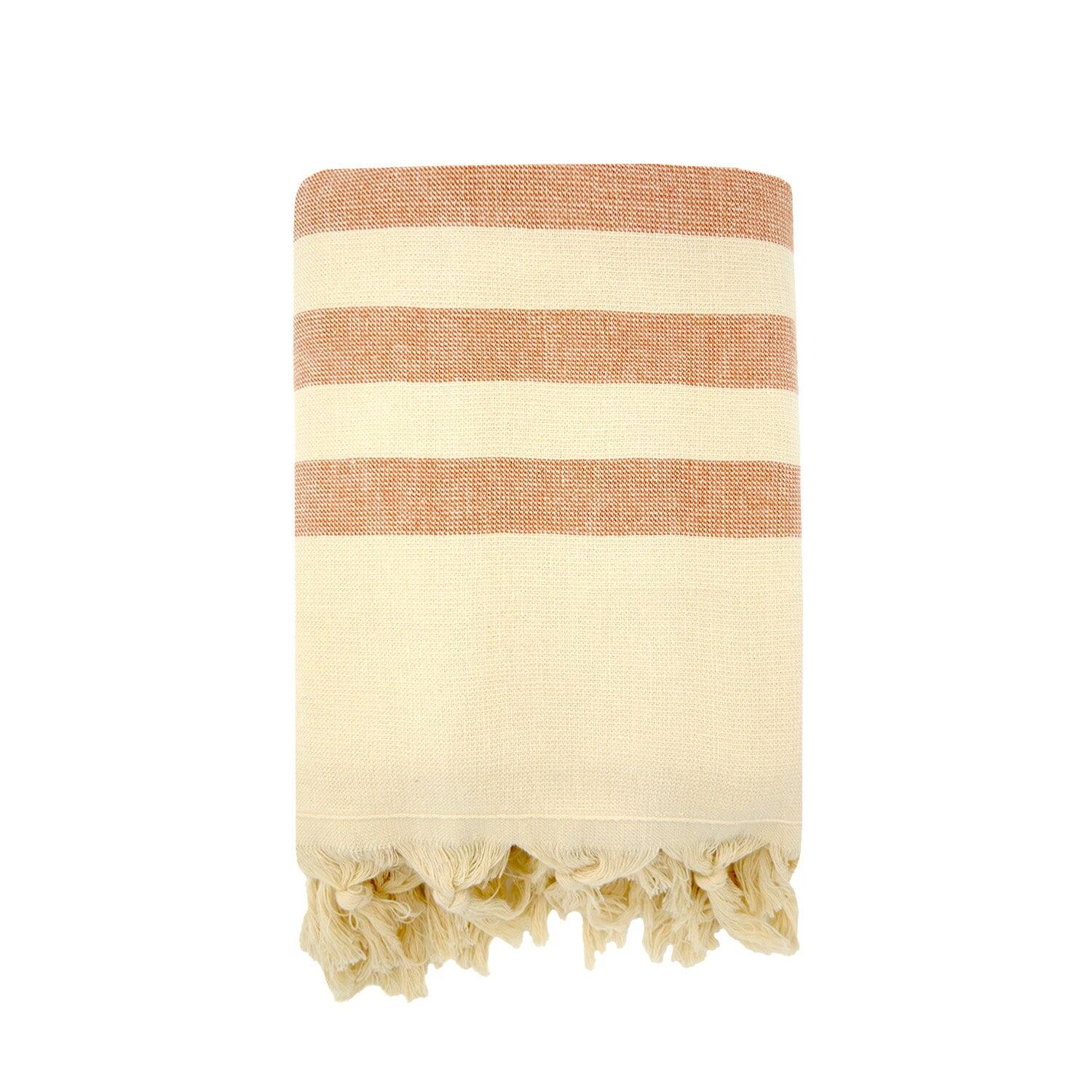 LE COMPTOIR DE LA PLAGE Hammamhanddoek met badstofvoering Bruin 90x160 340g/m² - Fidji Kaneel