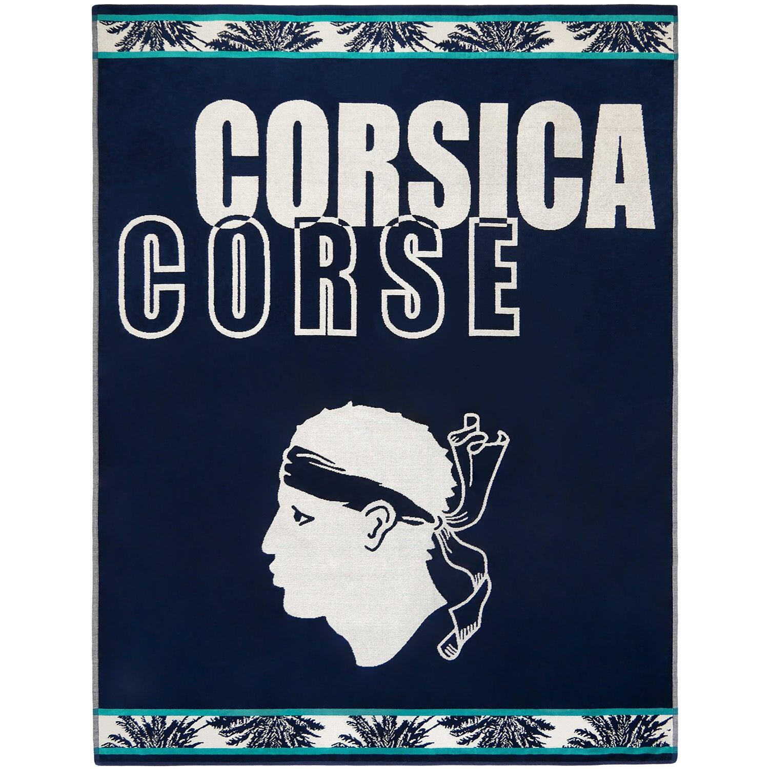 LE COMPTOIR DE LA PLAGE Toalha de praia XL Jacquard Aveludada Azul 140x180 400g/m² - Bastia