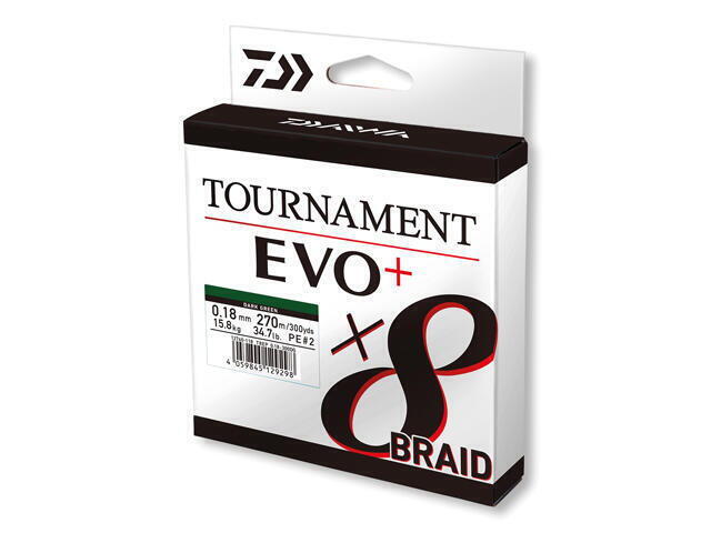 Treccia Daiwa Tournament X8 EVO+ Verde Scuro 135m 0.20 mm 18.0kg 2/2