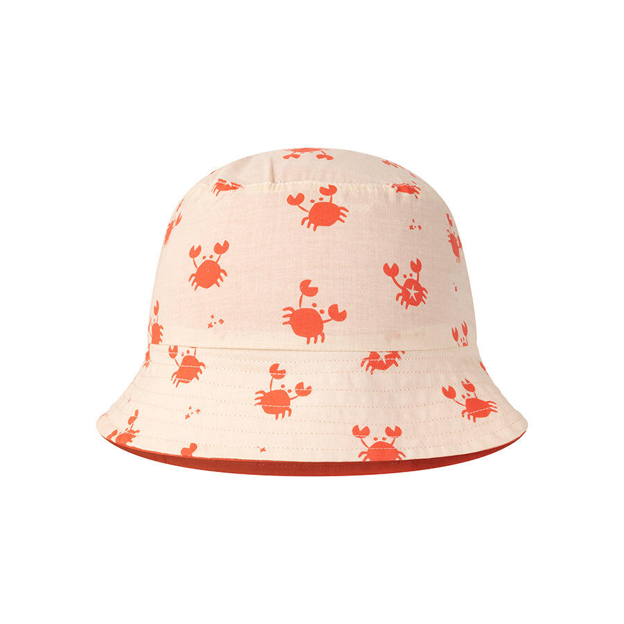 Swim Essentials | Sombrero de sol UV reversible beige/rojo con cangrejos 2/6