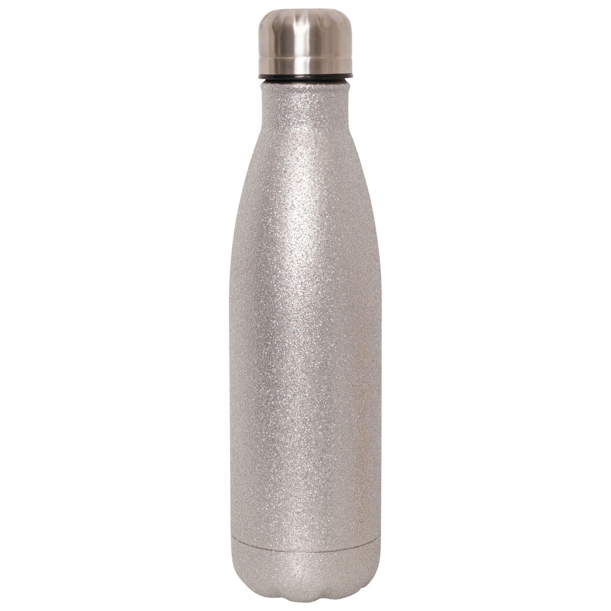 Garrafa de água metal glitter prateado